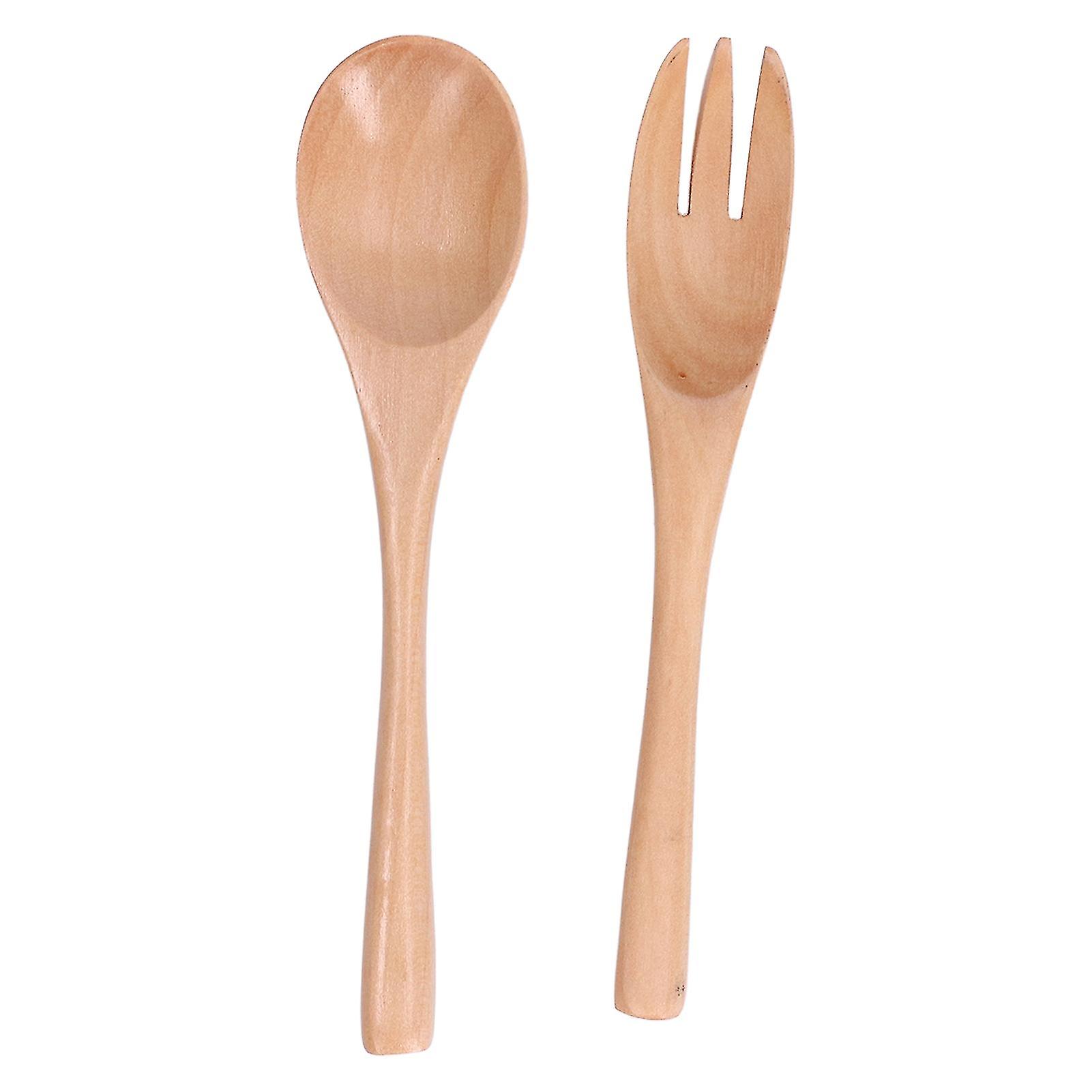 Spoon, Fork, Set, Natural, Environmentally, Friendly, Salad, Servers, Tableware