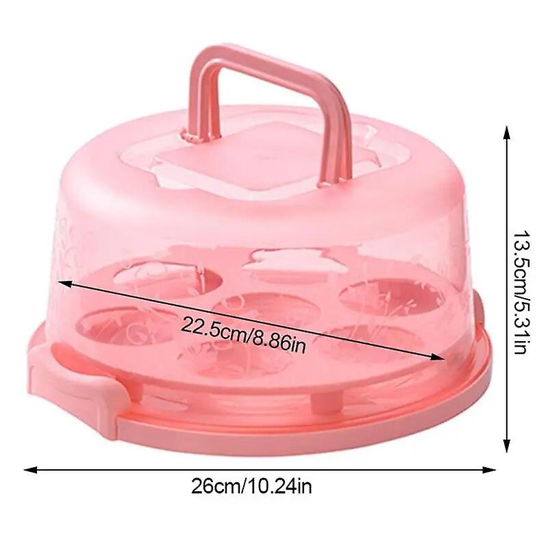 Cake Holder Round 7-slot Cake Carrier Cake Stand With Lid And Handle Portable Cake Container Holder Two-sided Base For Pies