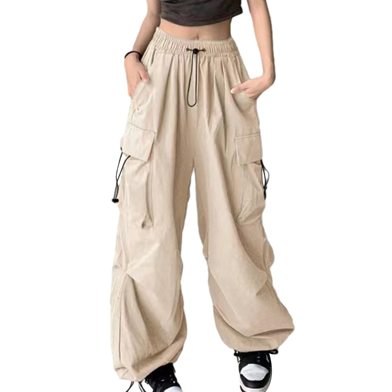Elastic Waist Wide Leg Pants with Drawstring High Waist Comfy Leisure Pants for Women Daily Wear