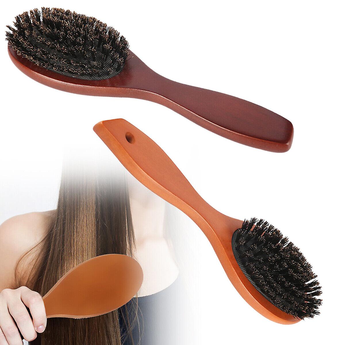 Women Natural Boar Bristle Hair Comb Anti-static Paddle Massage Scalp Brush