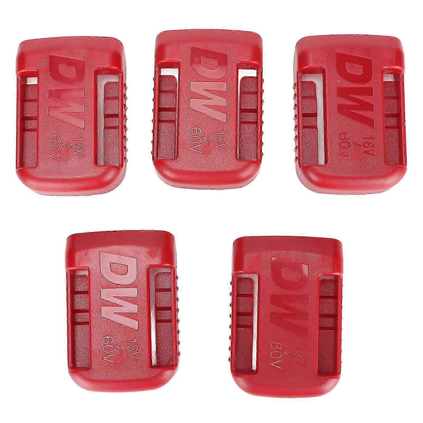 5pcs Lithium Battery Holder Portable Power Tool Battery Storage Rack with Countersunk Screw Holes Bracket for DW Red