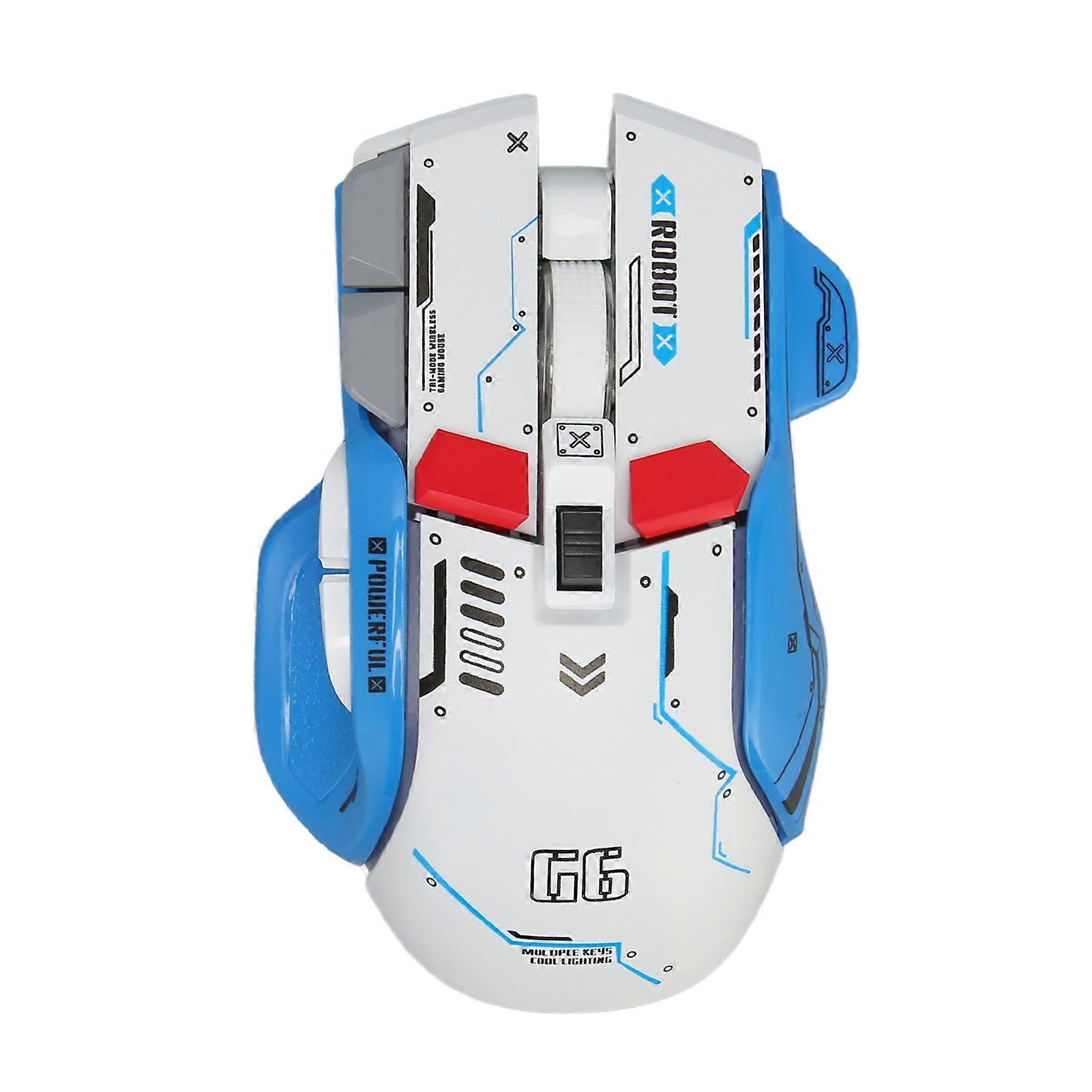 Gaming Mouse 2.4G Wired Bluetooth 3 Mode 5 Adjustable DPI Game Mouse with 11 RGB Light for Windows for Android for IOS White