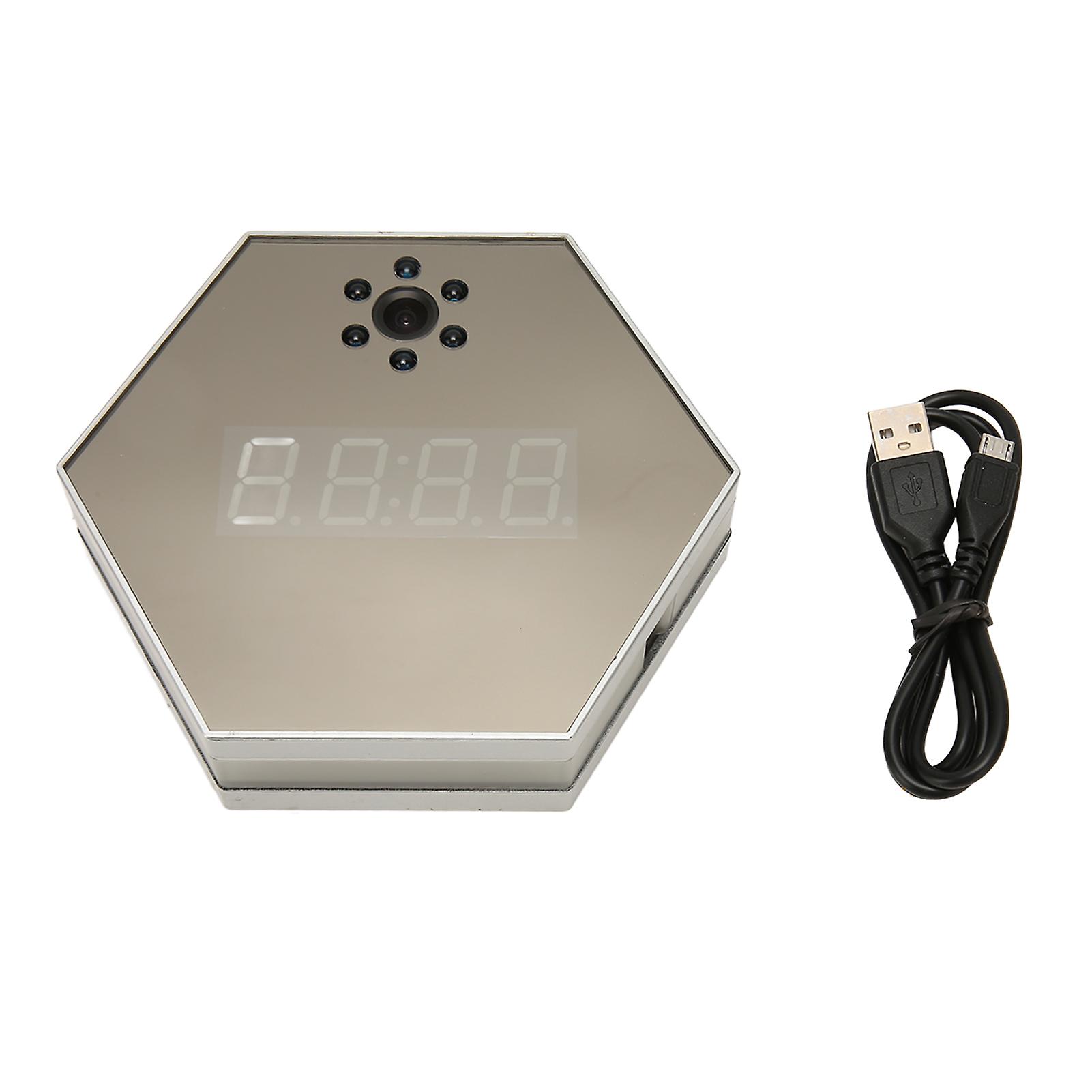 Smart Surveillance Camera HD 1080P Clock Display Color Light Night Vision Motion Detection Wireless WiFi Camera Silver Gray