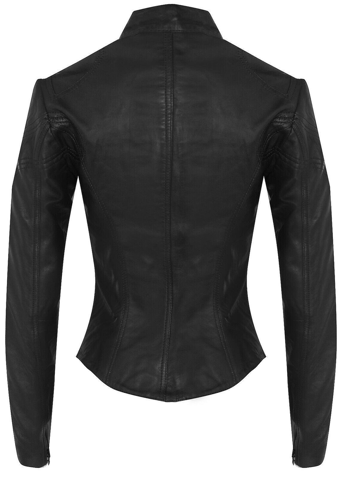 Juliette Black Fur Panel Leather Biker Jacket