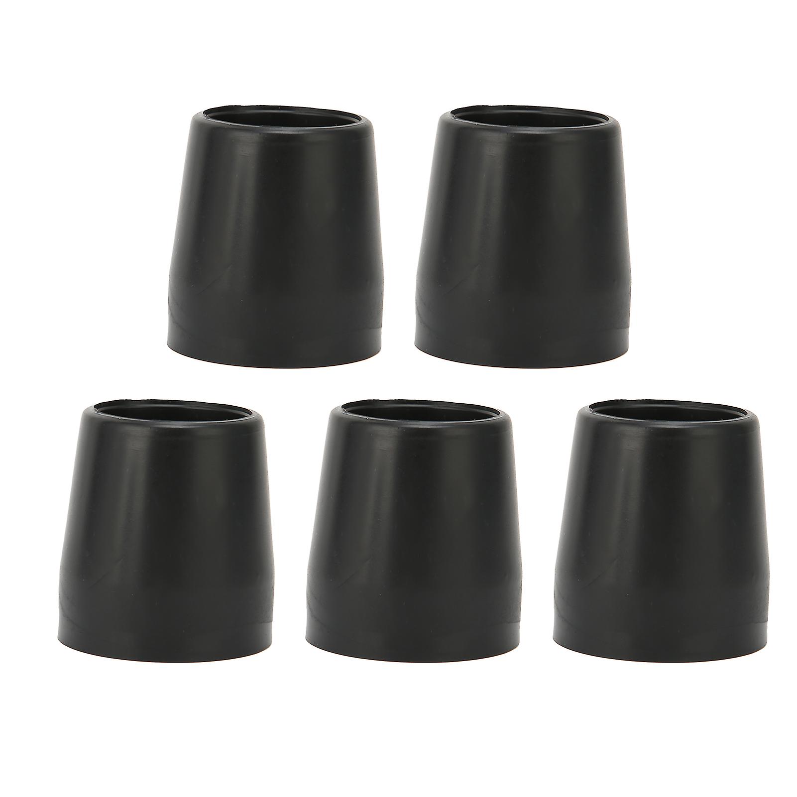 5 Pack Thick Rubber Single Angle Crutch Tips for Cane, Foot, Crutch, Black