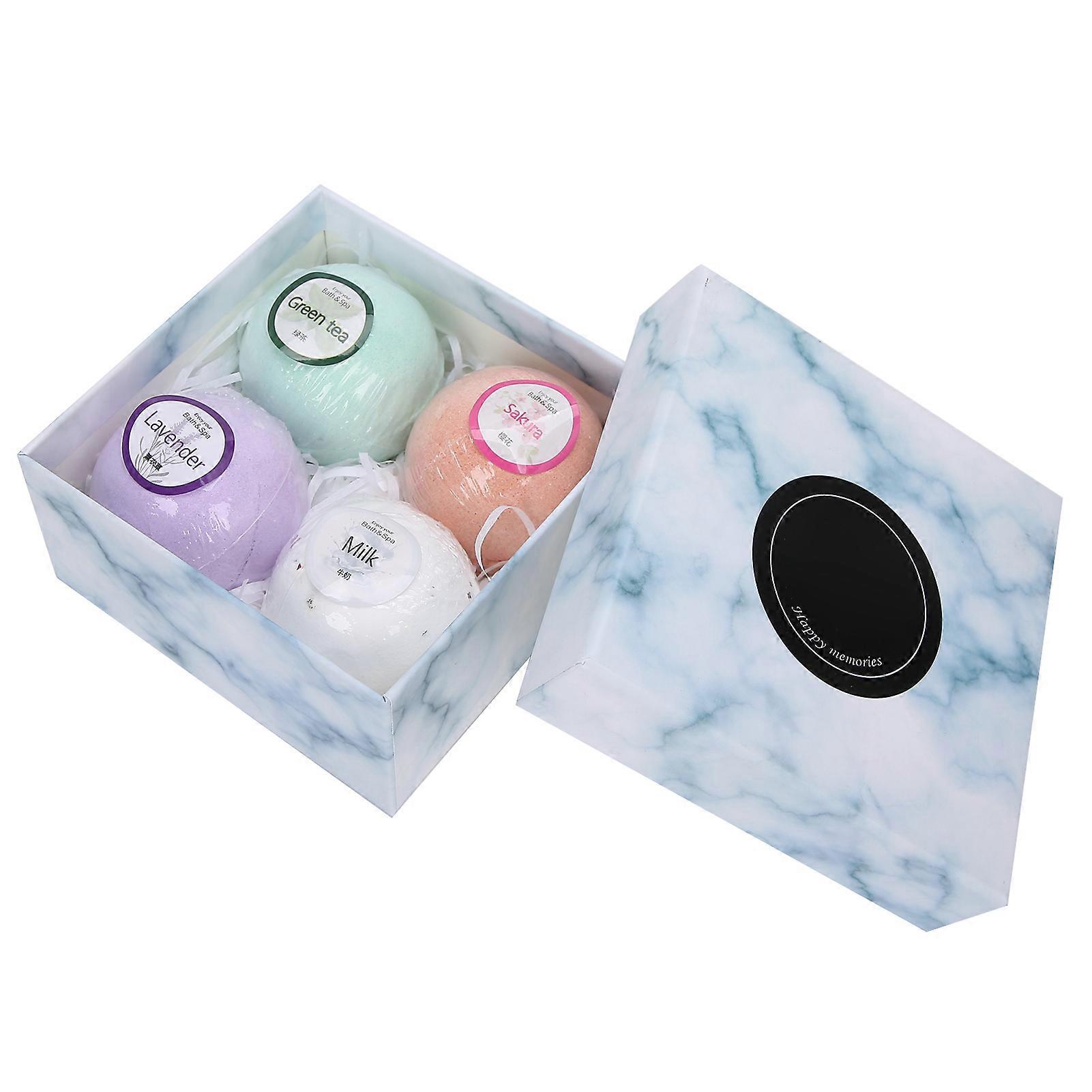 Refreshing Essential Oil Bath Salt Balls Set 4pcs with Plant Extracts