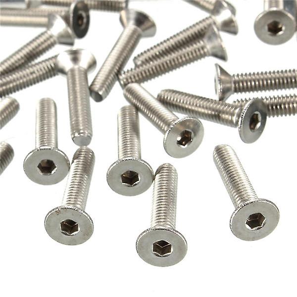 M4sh2 50pcs Metric M4 Stainless Steel Countersunk Flat Head Hex Socket Cap Screw Bolts