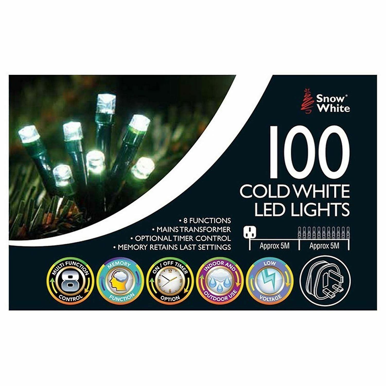 Christmas 100 Multifunction Mains Operated LED Lights Cold white