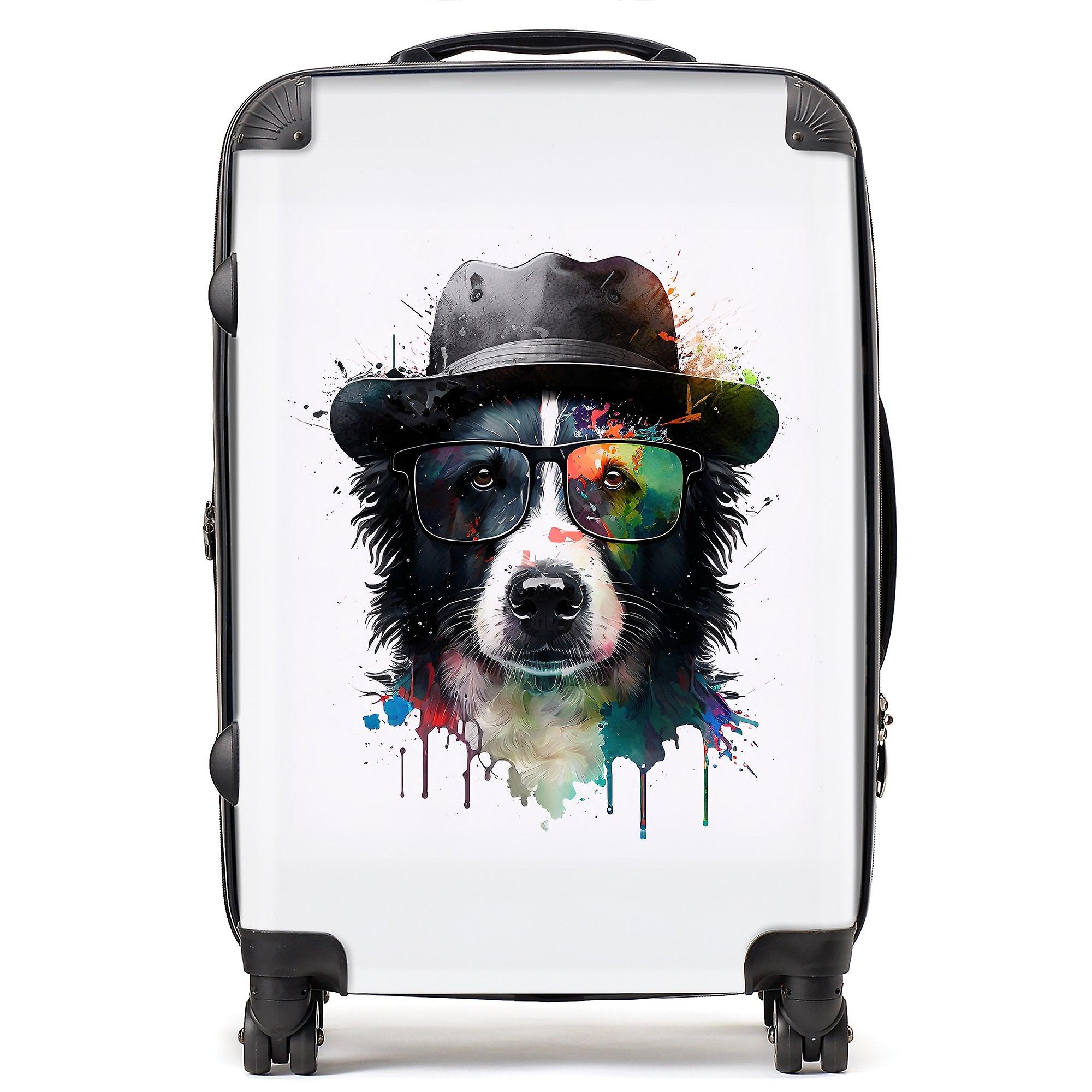 Border Collie Dog Splashart Suitcase
