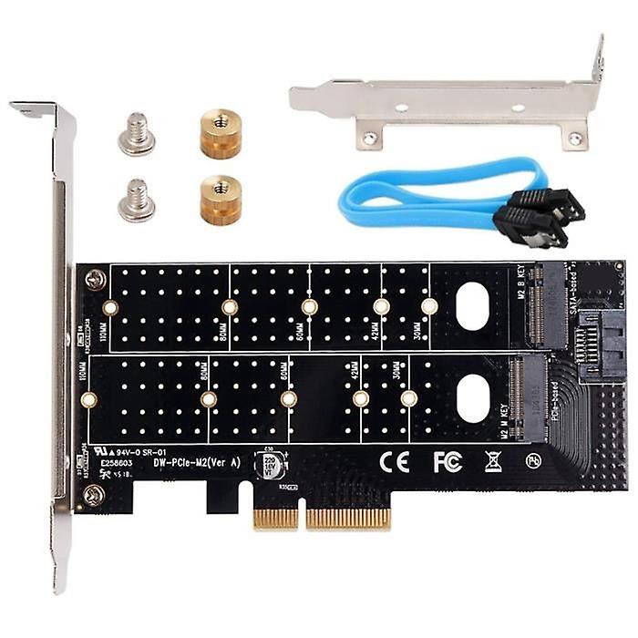 Dual M.2 NVME Adapter, NVME PCIE Adapter M Key or M.2 Key SATA SSD B 22110 2280 2260 2242 2230 for PCIe 3.0 X4 Controller