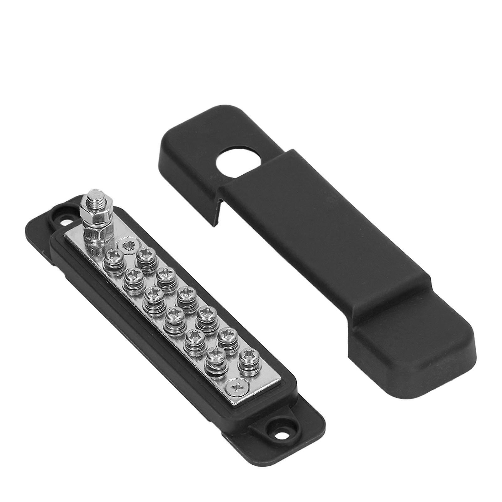 配電端子台バスバー12ポジションスタッド配電ブロックバスバーキャラバンヨット用カバー付き48VDC 150Aブラック