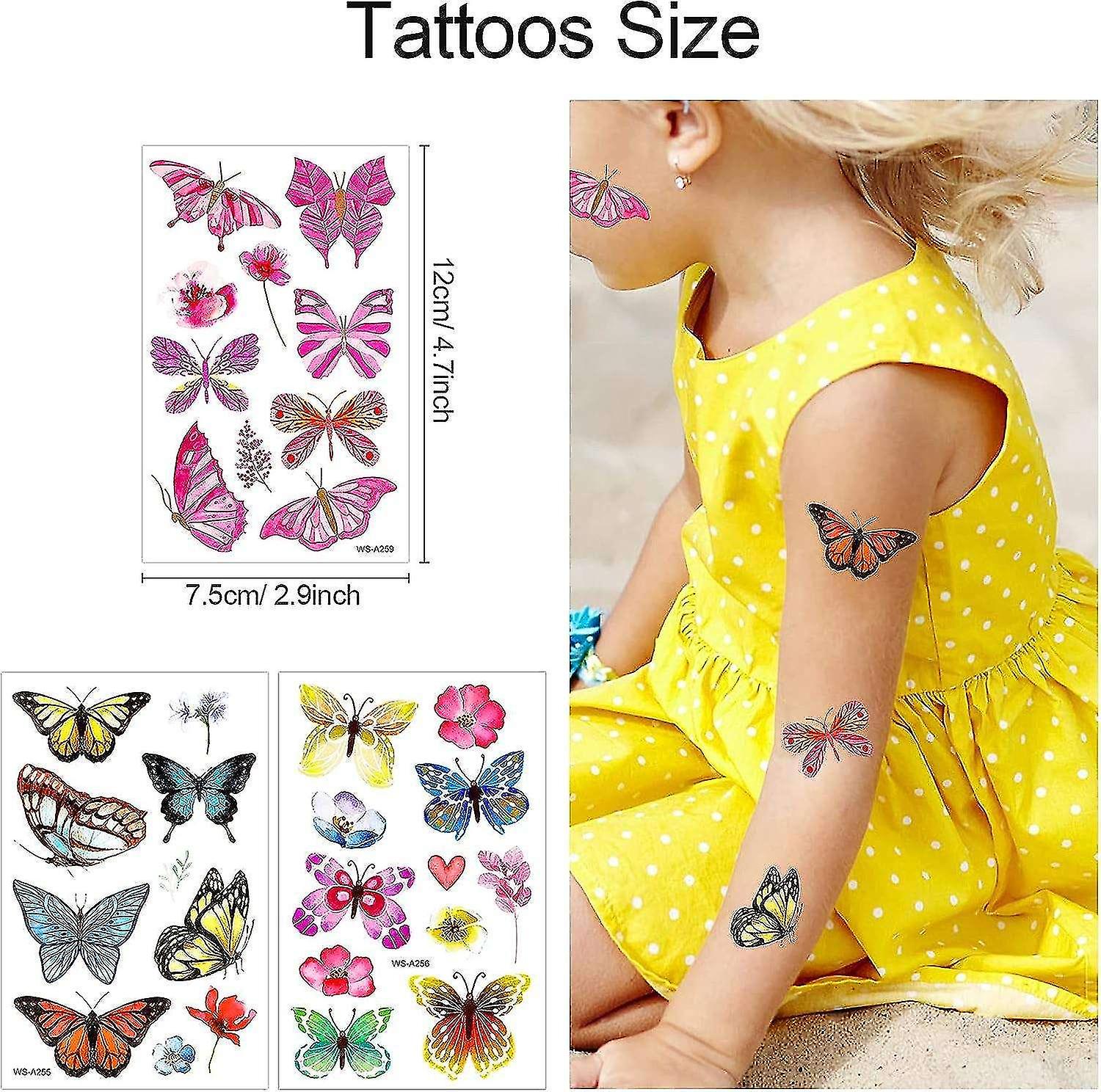 Butterfly Tattoos for Kids, Butterfly Temporary Tattoo Stickers ...