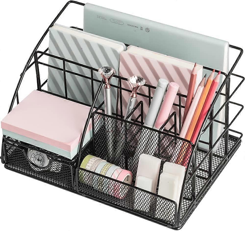Desk Organizers and Accessories,All In One Desk Organizer Pencil Holder with Drawer, Desktop Organizer with More Space for Office