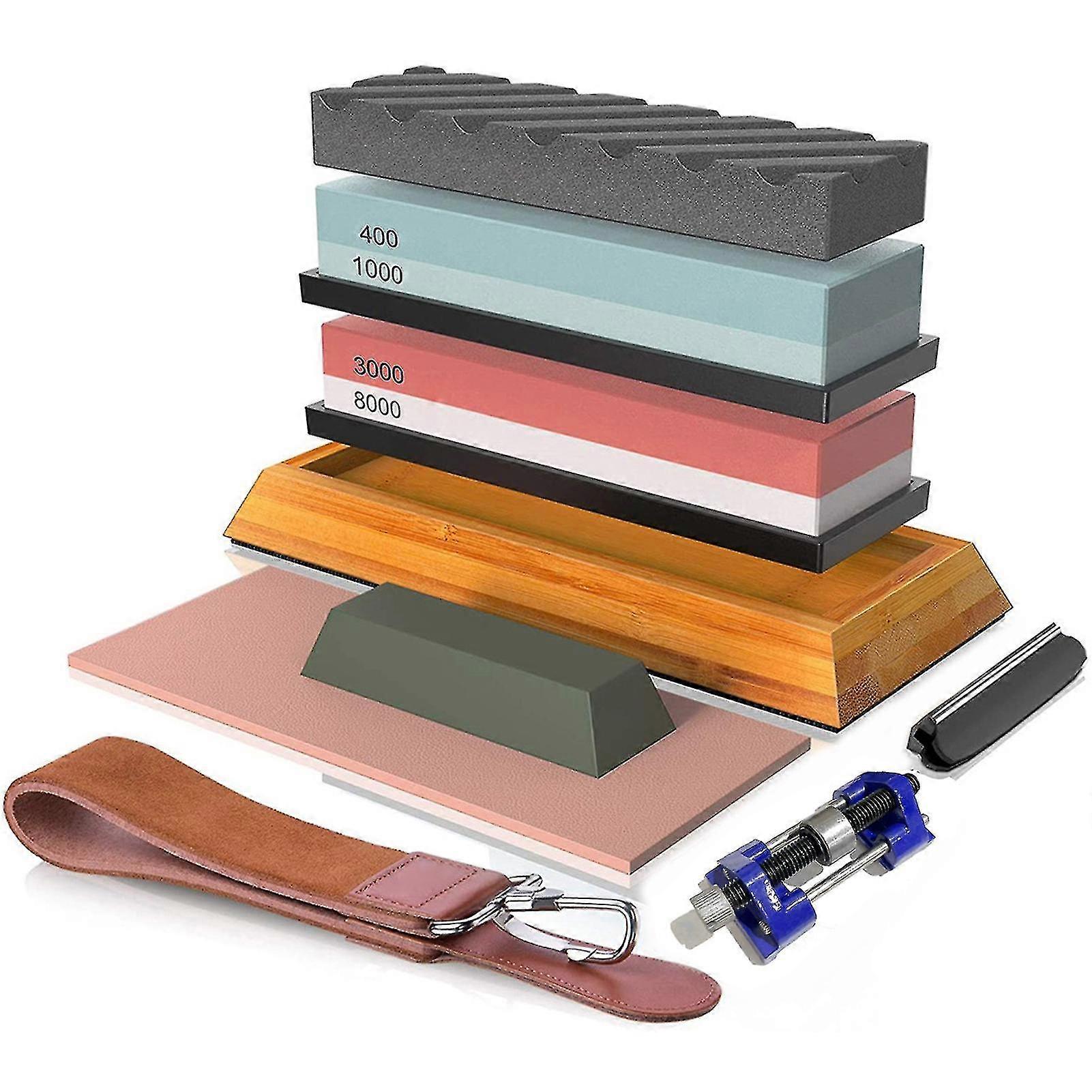 400#/1000# 3000#/8000# Premium Whetstone Cut Sharpening Stone Set Sharpener Non Slip Base Cutter Sharpener
