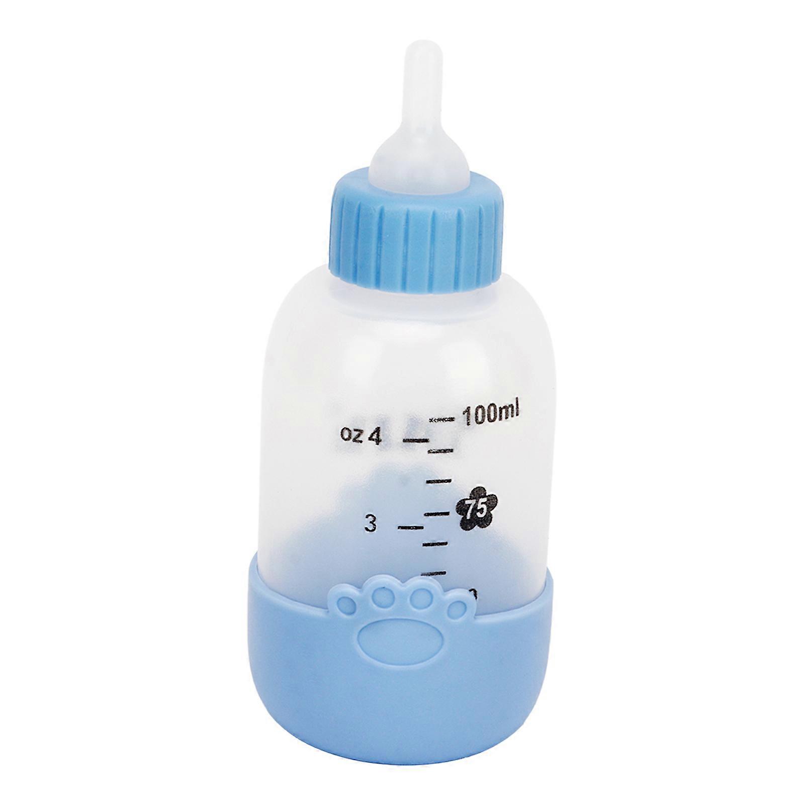 100ml Pet Nursing Bottle Universal Paw Pattern Silicone Pet Milk Feeding Bottle Kit for Puppy Cat Blue 