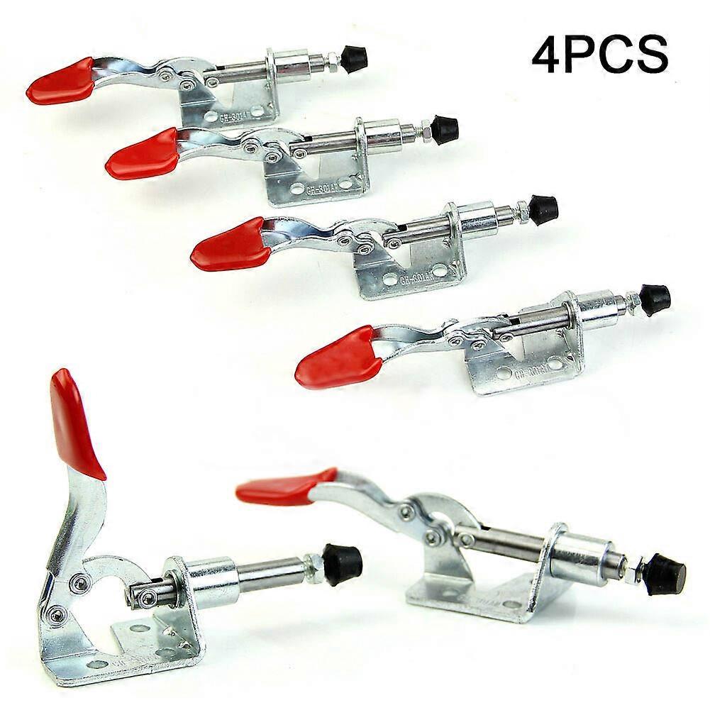 4pcs Gh-301am Quick Release Toggle Clamp 45kg-99lbs Clamping Force Push-pull Clamps Plunger Stroke Handtool Vertical Type