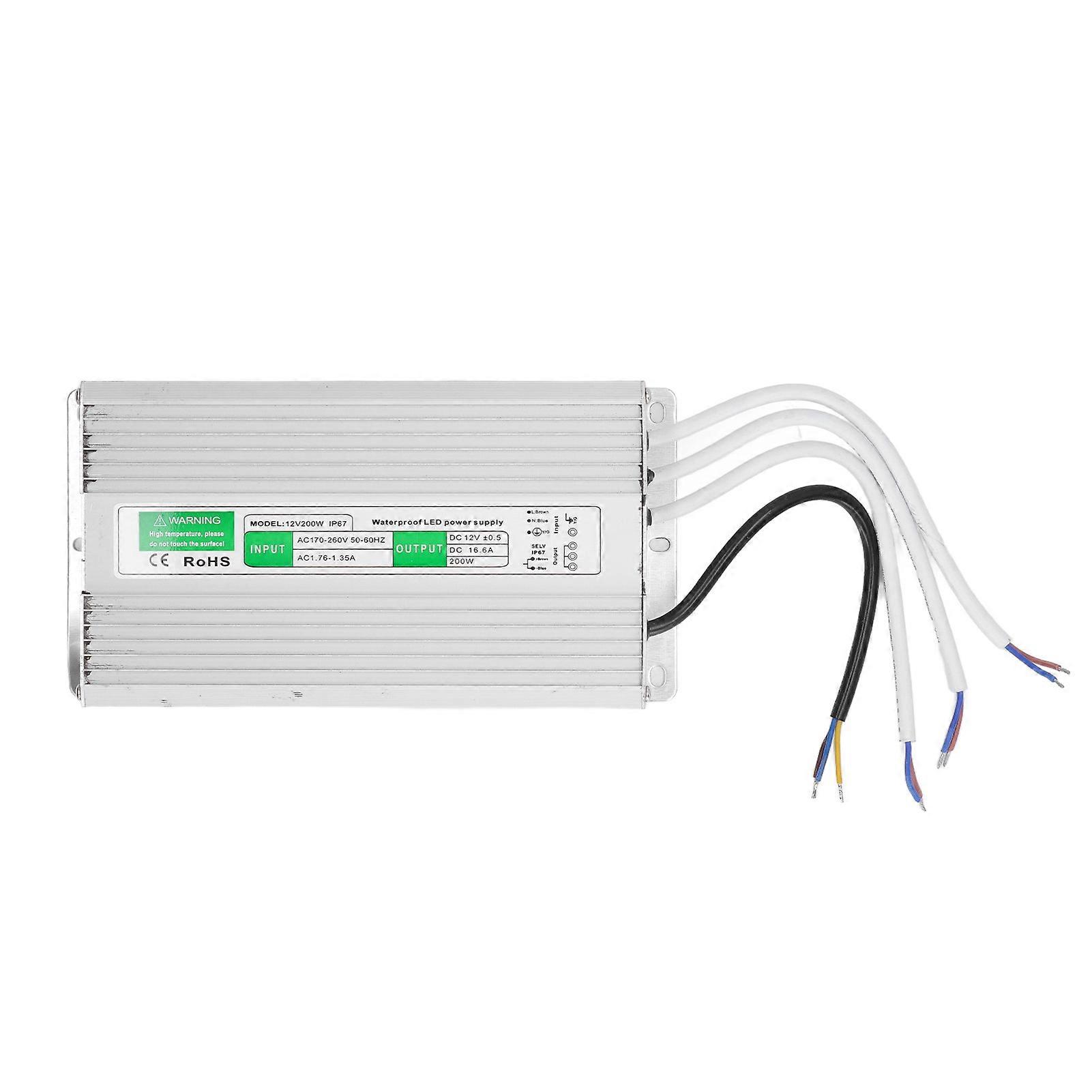 LED Driver Power Supply 170?260VAC to 12VDC Converter Constant Voltage IP67 LED Low Voltage Transformer 200W