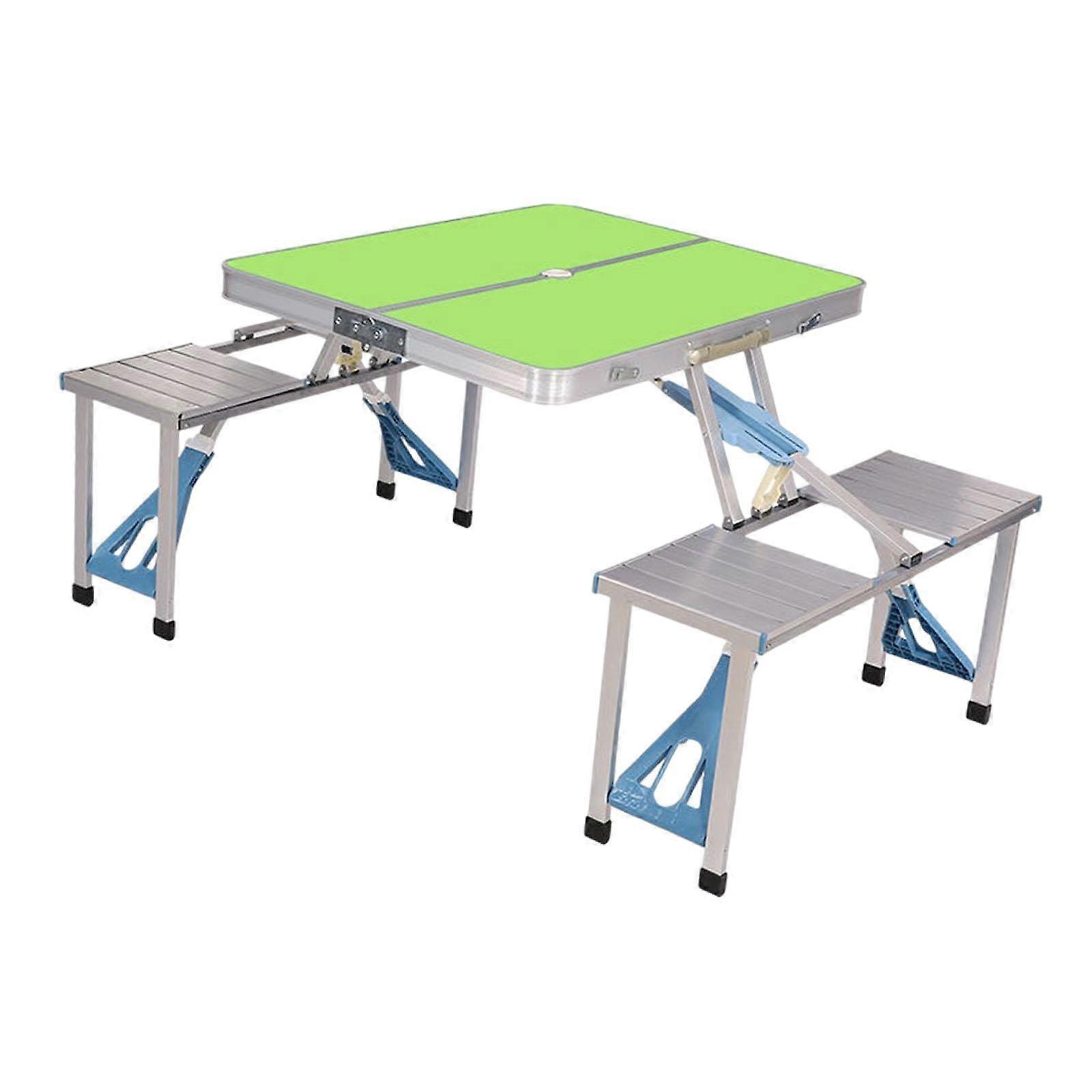 Folding Table and Chairs Set Compact Foldable Table for Patio Fishing Travel Green