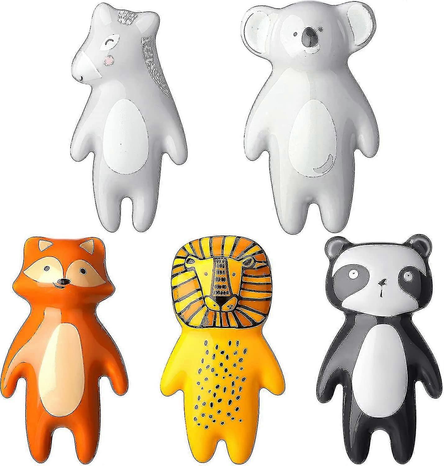 5 Pieces Cute Animal Knobs Kids Handles Ceramic Knobs Animal Drawer Pulls And Knobs Animal Cabinet Knobs