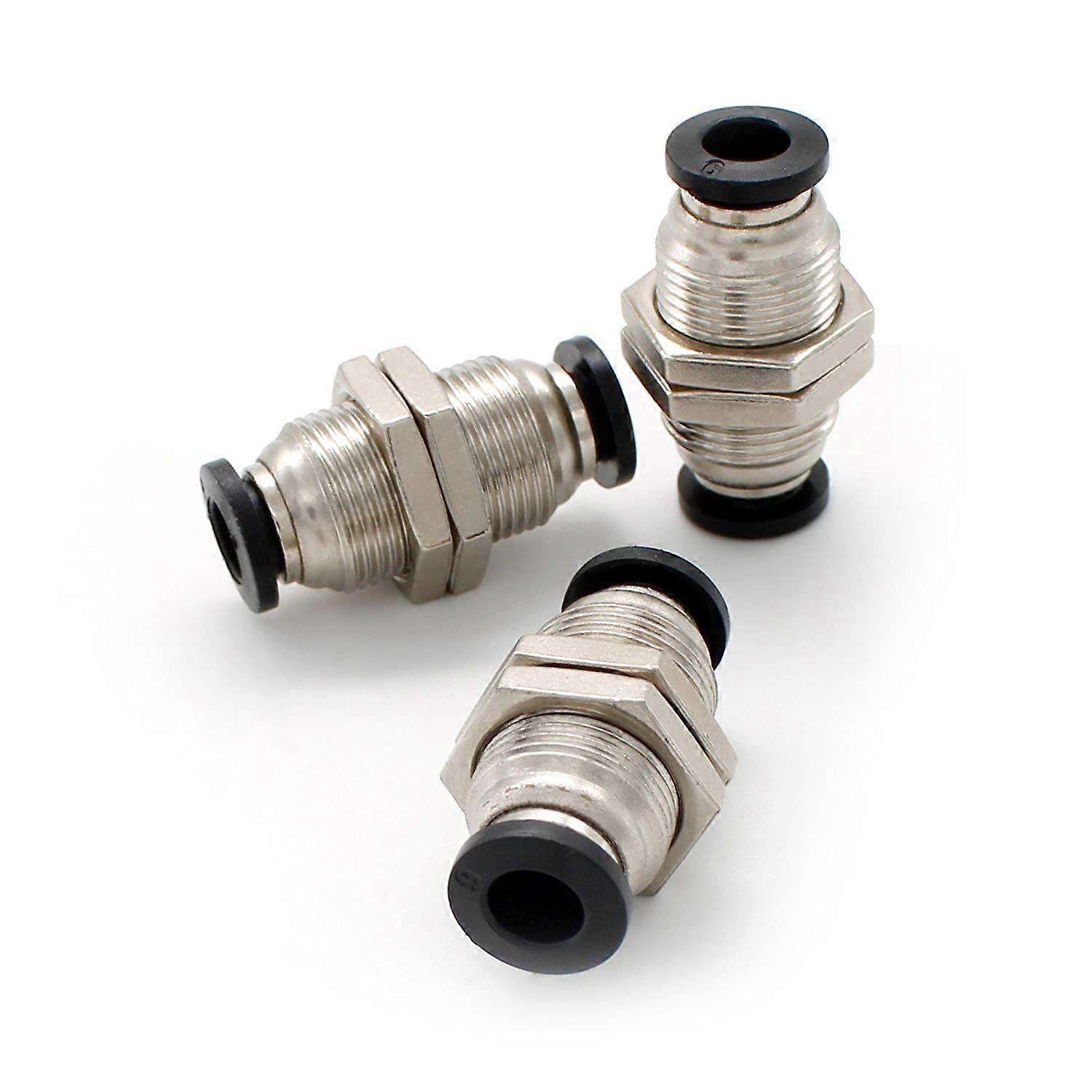 3 Pieces Pneumatic Connectors, Pneumatic Bulkhead Connector, Pneumatic Quick Connector Connectable Hose Diameter 6MM, Can Be Used To Fix And Connect T