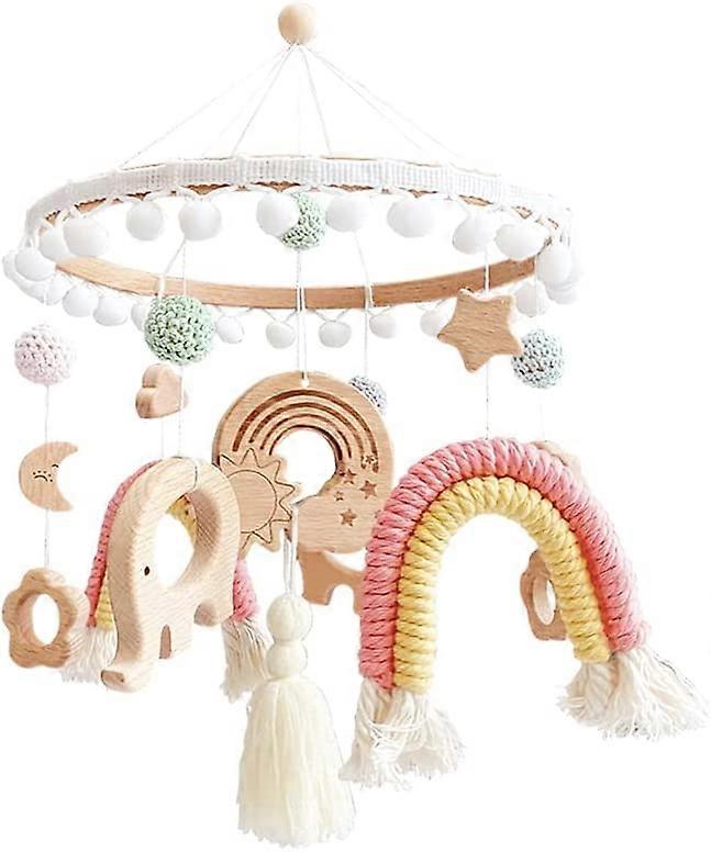 שבבי רוח ניידים לתינוקות עם כדורי לבד קשת ירח פיל נייד נייד