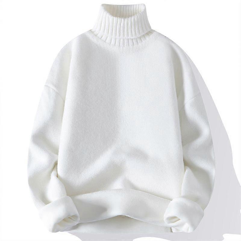 New Winter Fleece Pullovers Men Warm Turtleneck Sweaters Solid Color K