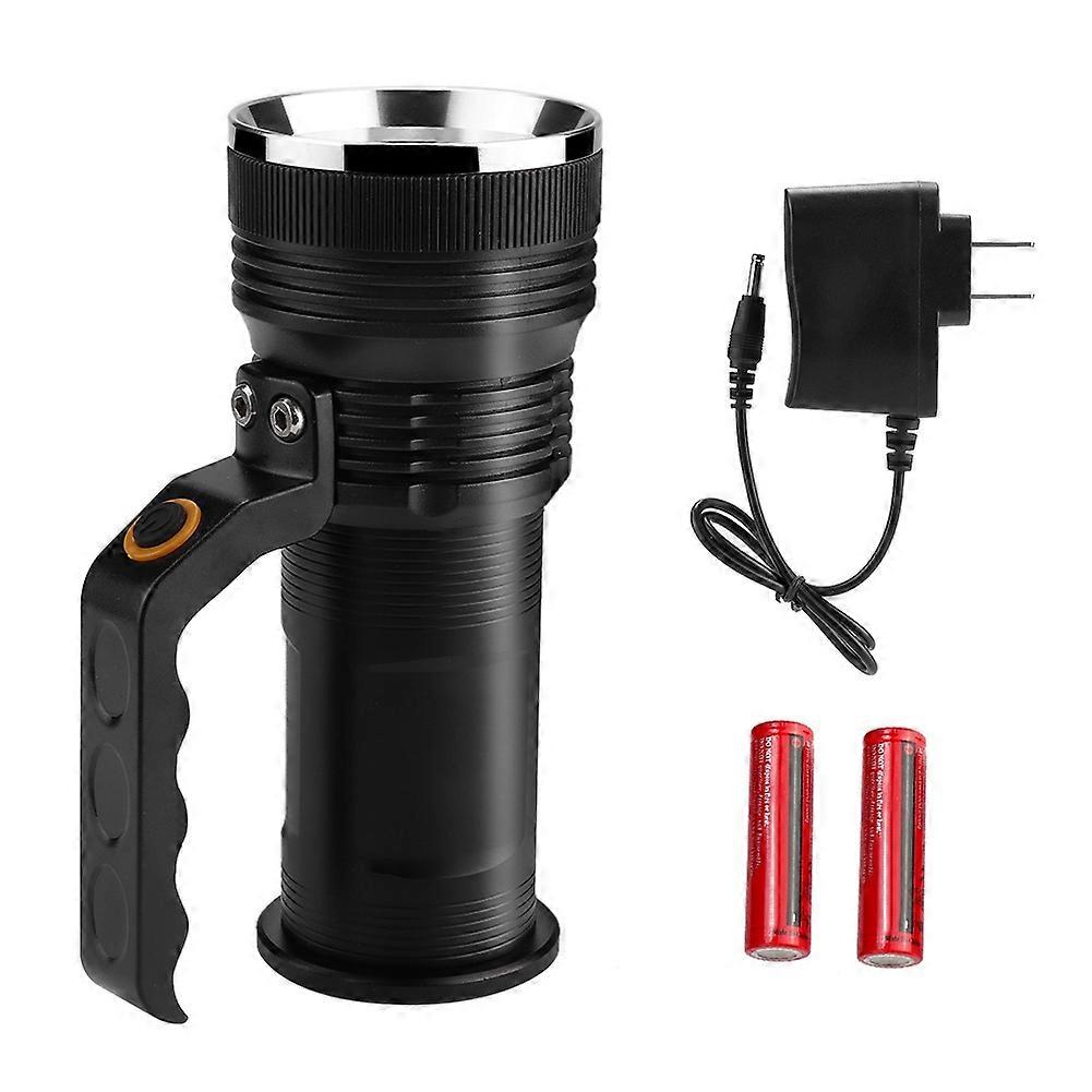 Black LED Spotlight Searchlight Rechargeable Handheld Flashlight Portable Torch