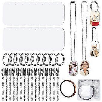 44 stk Sublimering Stempling Blank Aluminium Dog Tags, med kjedekjede kjede nøkkelringer Heat Tape F