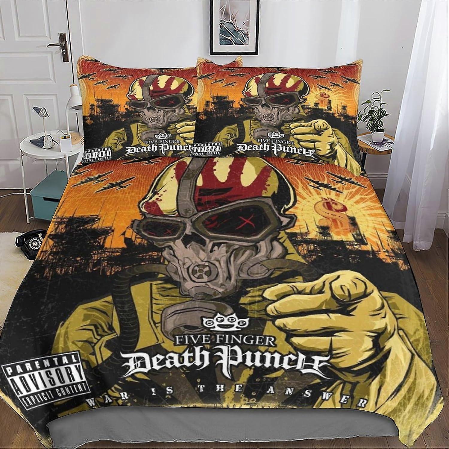 3st Fem Fingrar Död Påslakan 3D-tryckt Örngott Sängkläder, Dragkedja Stängning Microfiber Skull Sängkläder Set för Vuxna Och Barn