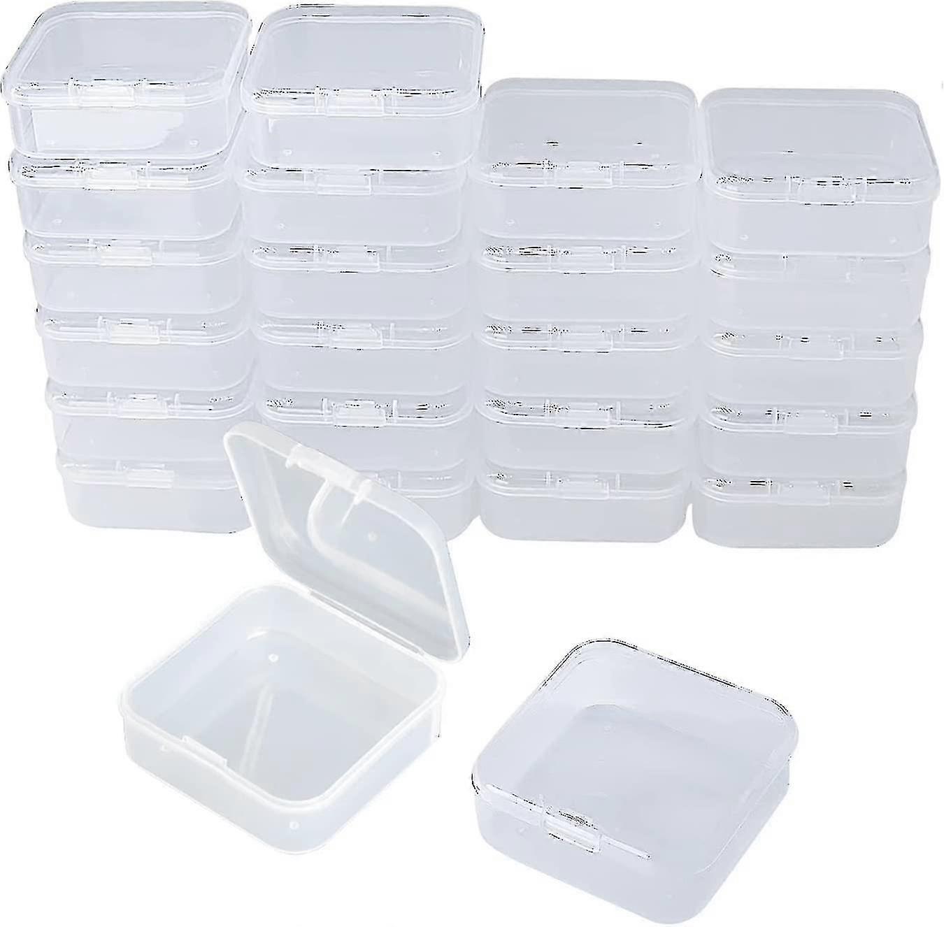 24 Pieces Small Clear Plastic Beads Storage Containers, Storage Box With Hinged_fs
