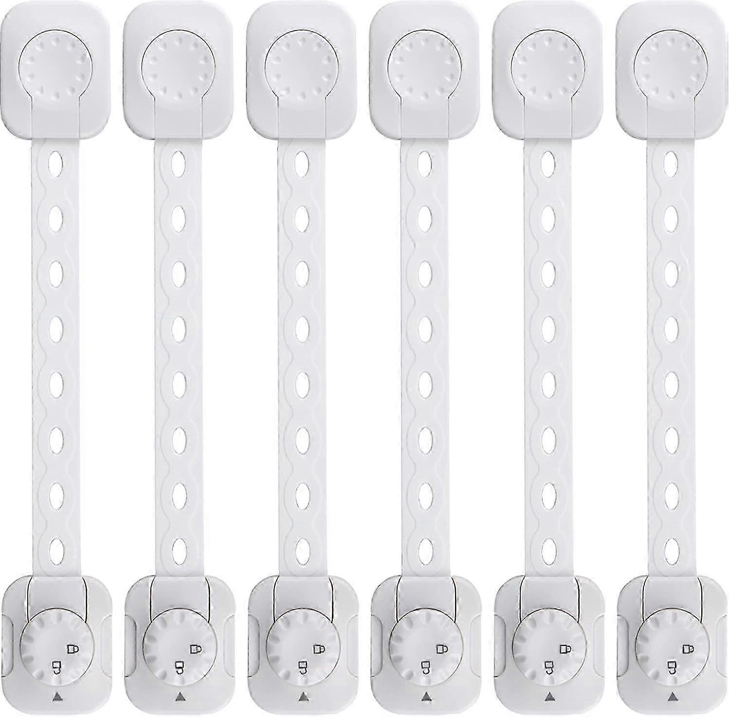Baby Safety Lock(Improved), Set of 6 Child/Baby Cupboard Locking Latches, for Drawer, Fridge(White