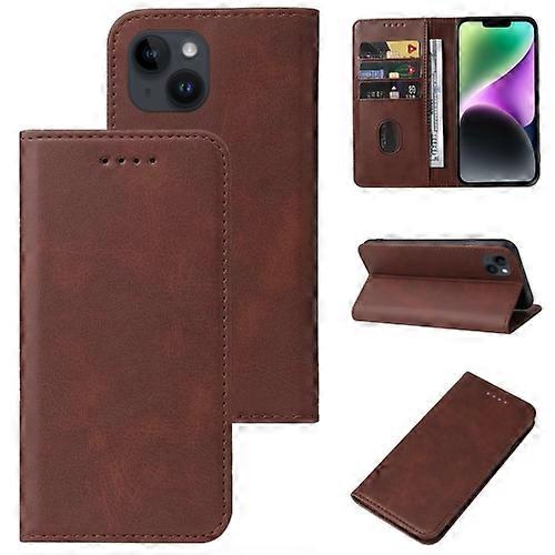 For iPhone 15 Magnetic Closure Leather Phone Case