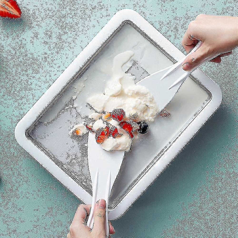 Instant Rolled Ice Cream Maker Pan Machine Frozen Yogurt Sorbet With 2 Spatulas