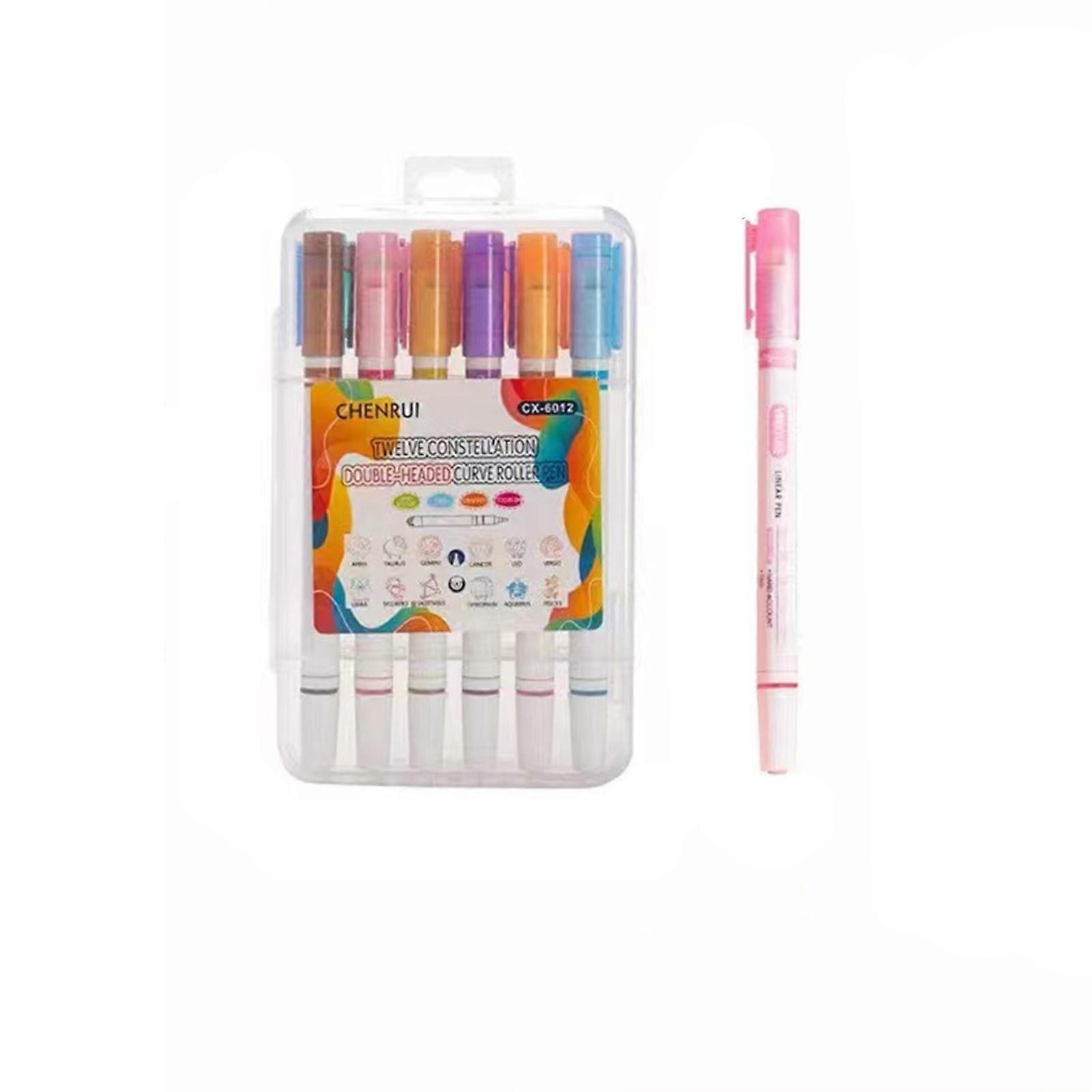 12 Zodiac Signs Roller Colourful Highlighters Multifunctional DIY Different Patterns Marker for Writing Diaries Letters Cards