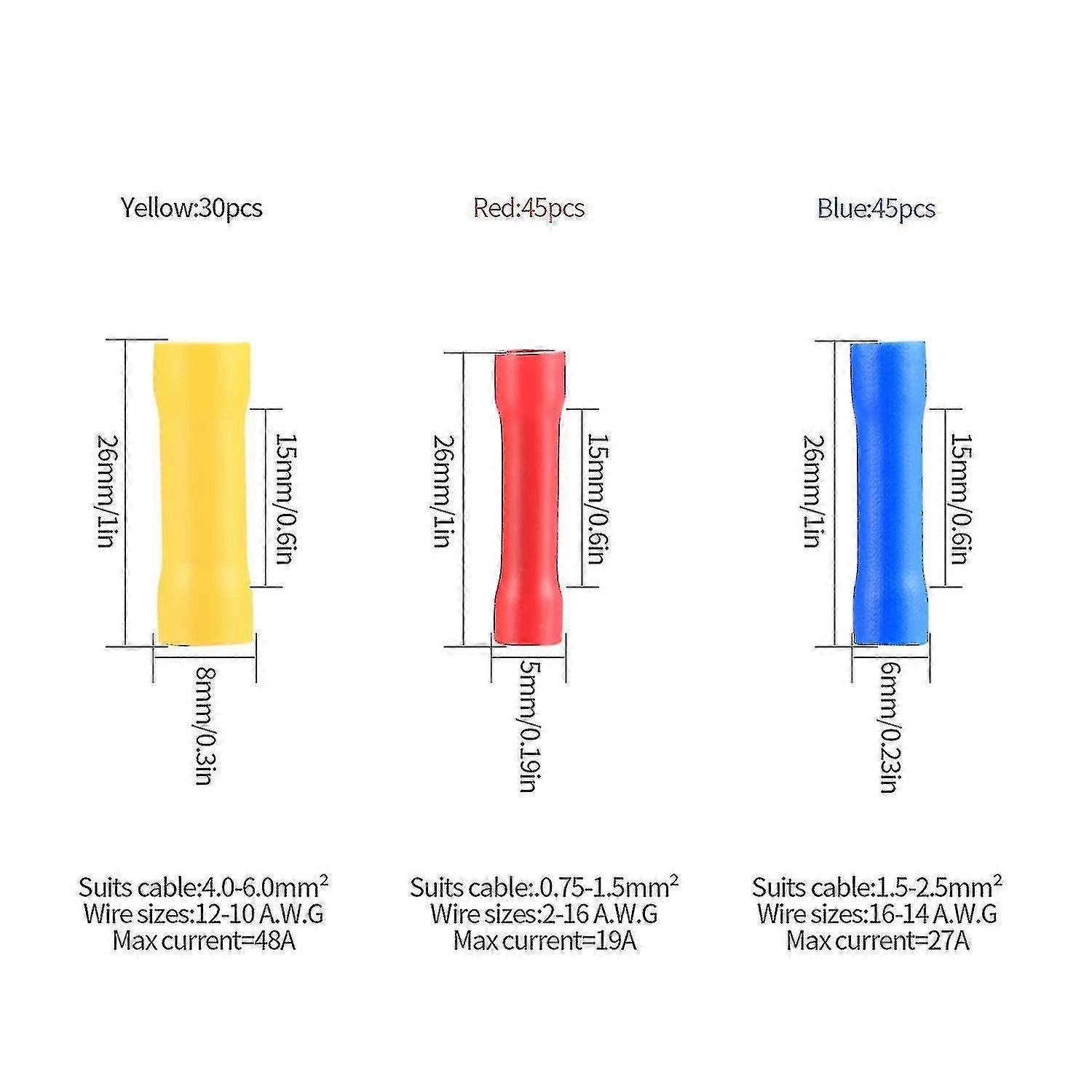 120 Electrical Connector, Electrical Lug Insulating Sleeve, Crimp Lugs