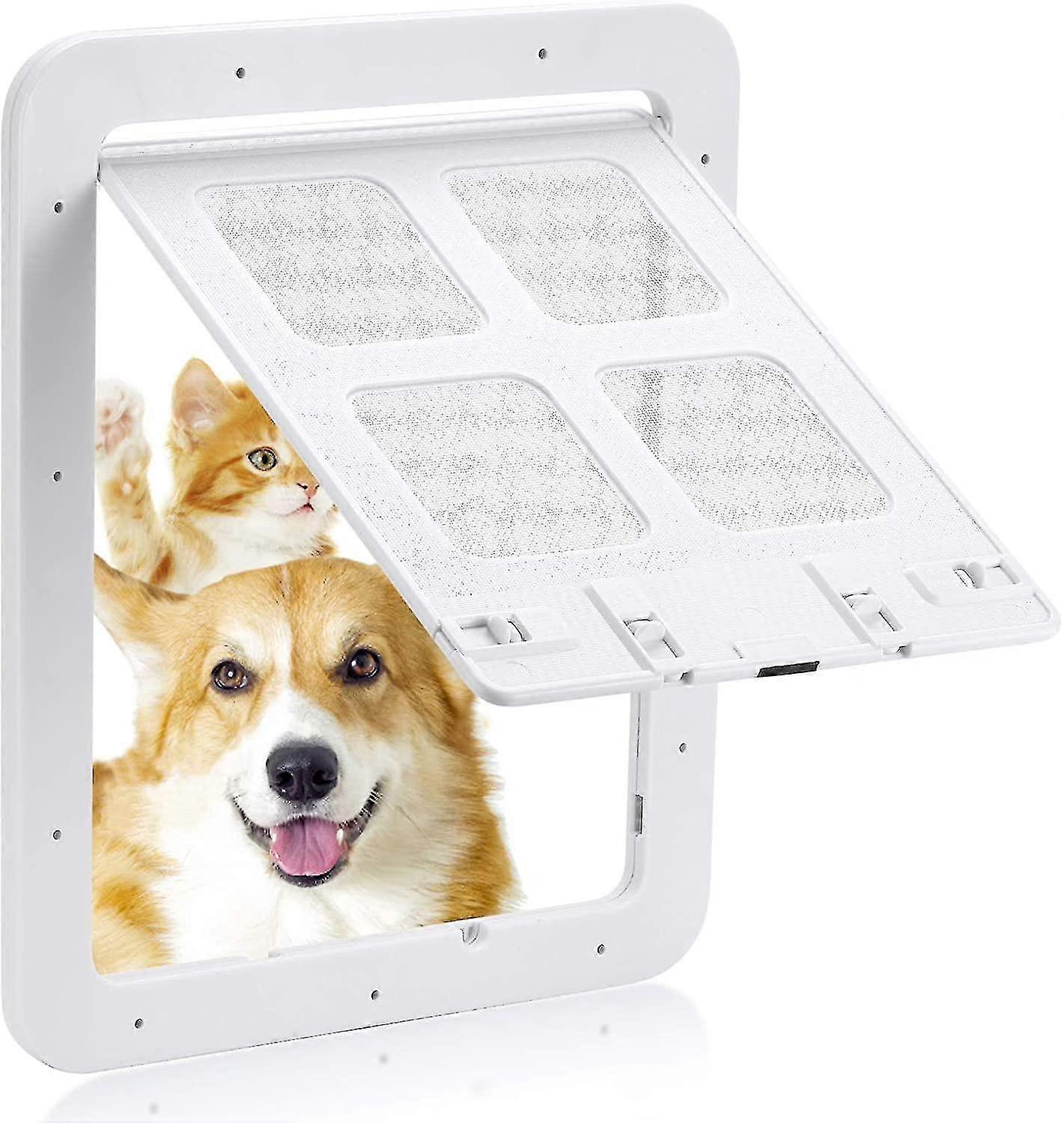 Cat Flap 30x35 Cm-4-way Closure-mosquito Net Suitbale With Circumference Of Less Than 60 Cm(white Large)