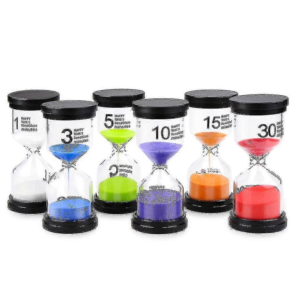 1/3/5/10/15/30min Sand Clock Sandglass Hourglass Timer 6 Pcs/set