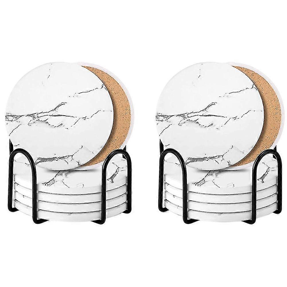 Coaster Sets Of 6 Pcs,absorbent Ceramic Stone Marble Pattern Coasters