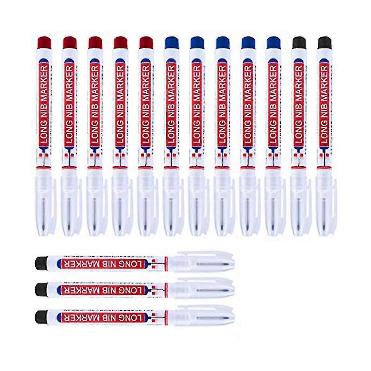 15 Pcs Deep Reach Markers Long Nose Marker Waterproof Deep Hole Marker Carpenter Ink Marker , 3 Colors