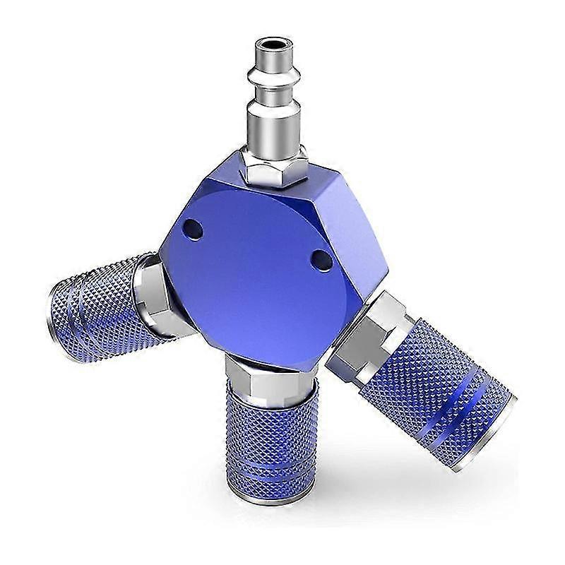 3-way 1/4 Inch Npt Aluminum Hex Style Manifold With 3pieces Steel Industrial Coupler And Plug, Comp