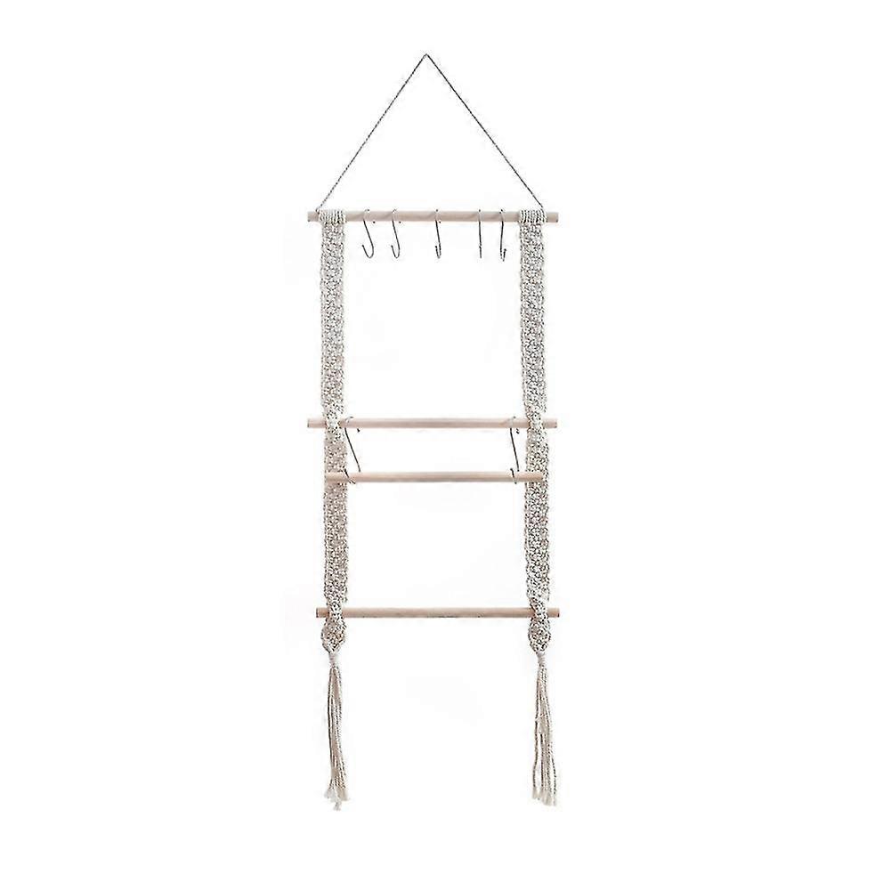 Wall Hanging Shelf, Handmade Cotton Woven Rope Bohemian Shelves, Boho Decor Hanging Shelf Indoor Wa