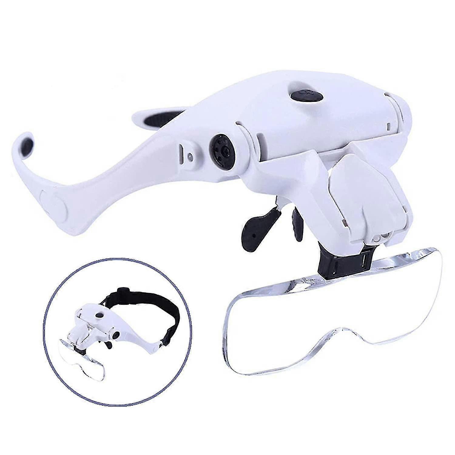 Head Mount Magnifying Glass With 2 Led Professional Jewelers ,interchangeable 1.0x,1.5x,2.0x,2.5x,3.5x
