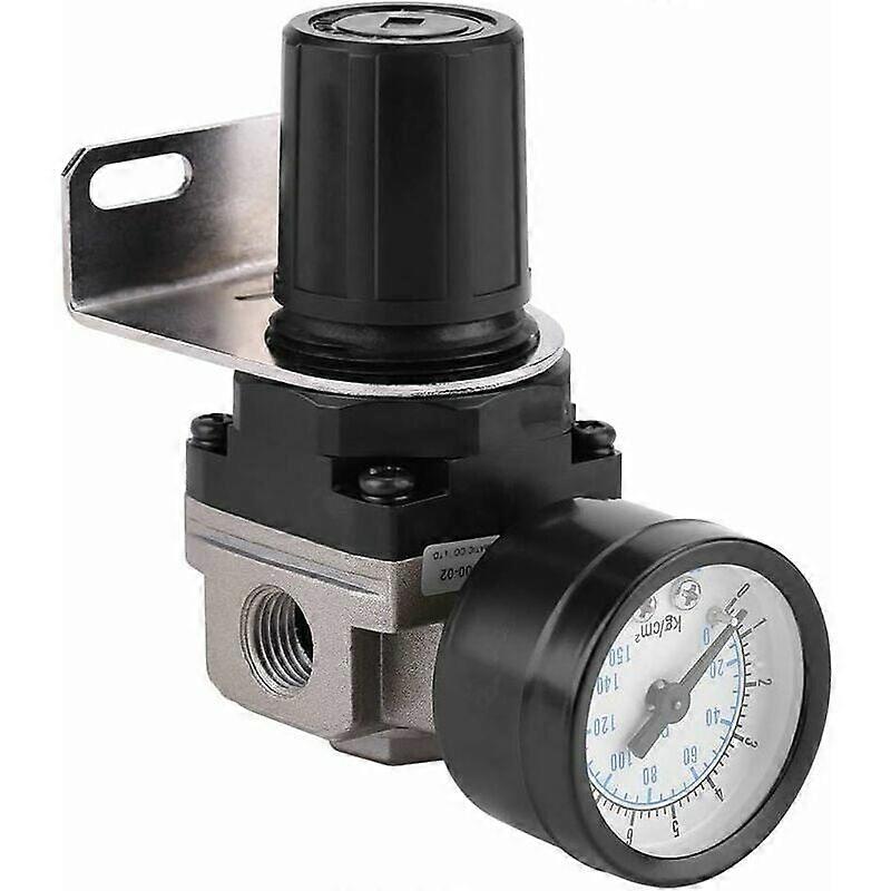 Filtro e regolatore del compressore - Regolatore di pressione dell'aria, AR2000-02 G1/4 Compressore pneumatico con manometro, pressione dell'aria in lega di alluminio da 1/4"