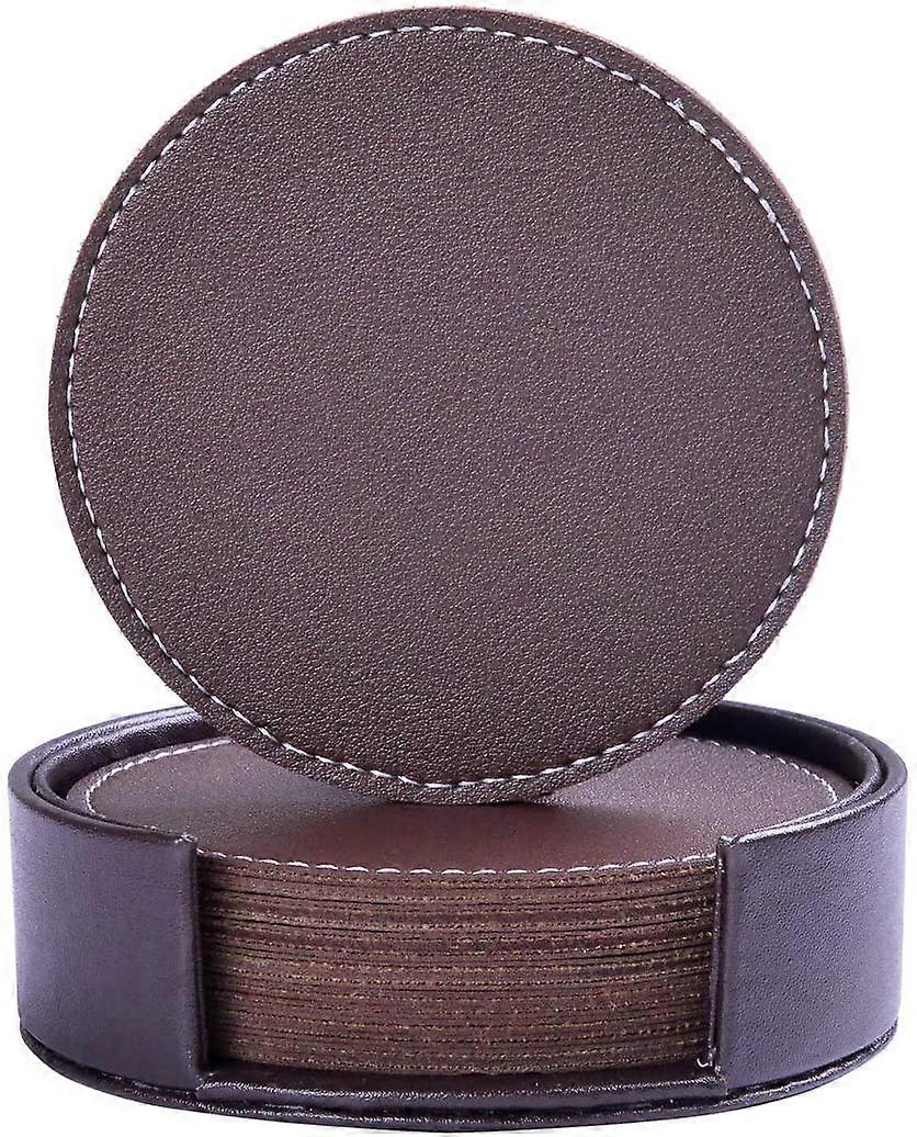 Coasters For Drinks, 8 Pcs Premium Pu Leather Coaster