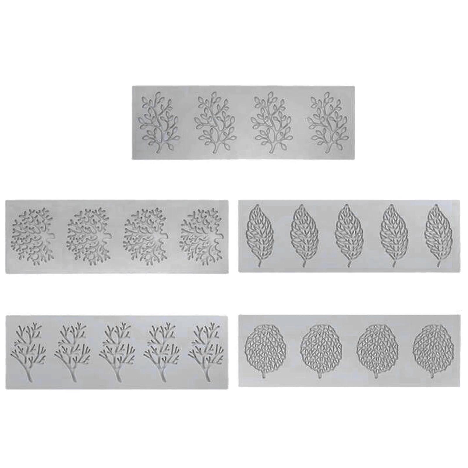 5Pcs Leaf Molds 3D Coral Branch Lace Design for Cake Decoration Resin Craft Food-grade Silicone Mold KAESI