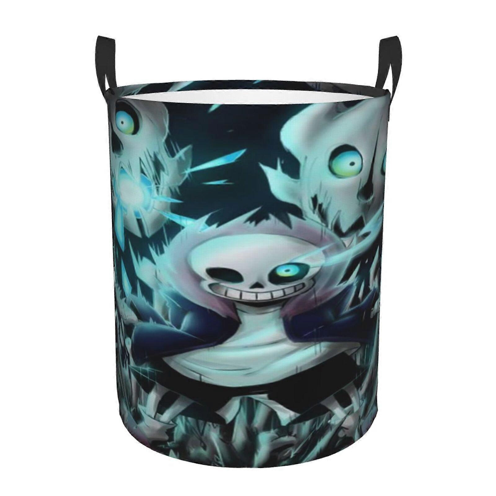 Undertale Sans 3d Graphic Flame Laundry Basket Fire Flame Clothes Hamper Storage With Handle-SYS29302