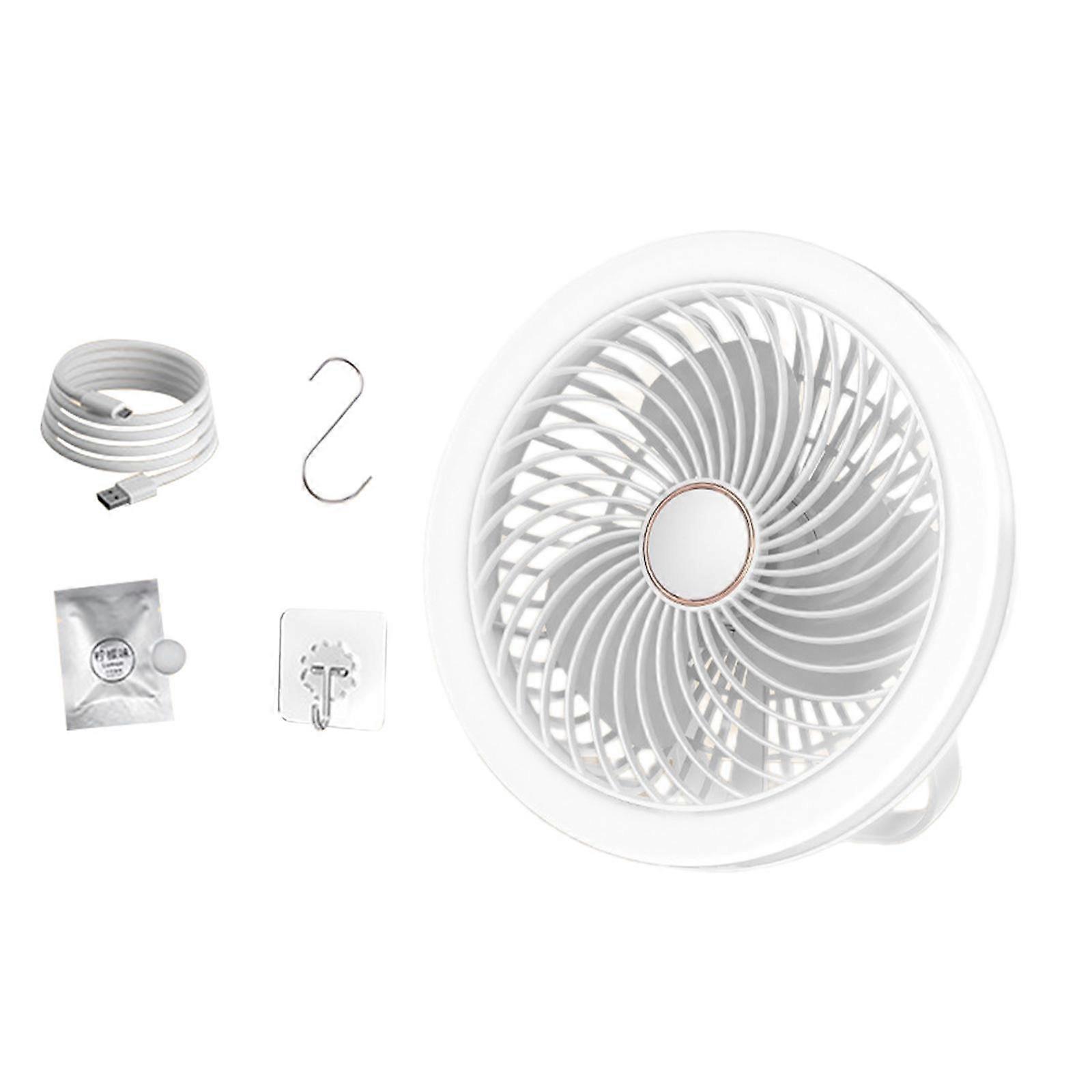 Mini Ceiling Fan USB Silent Portable Fan for Dormitory Indoor Office White