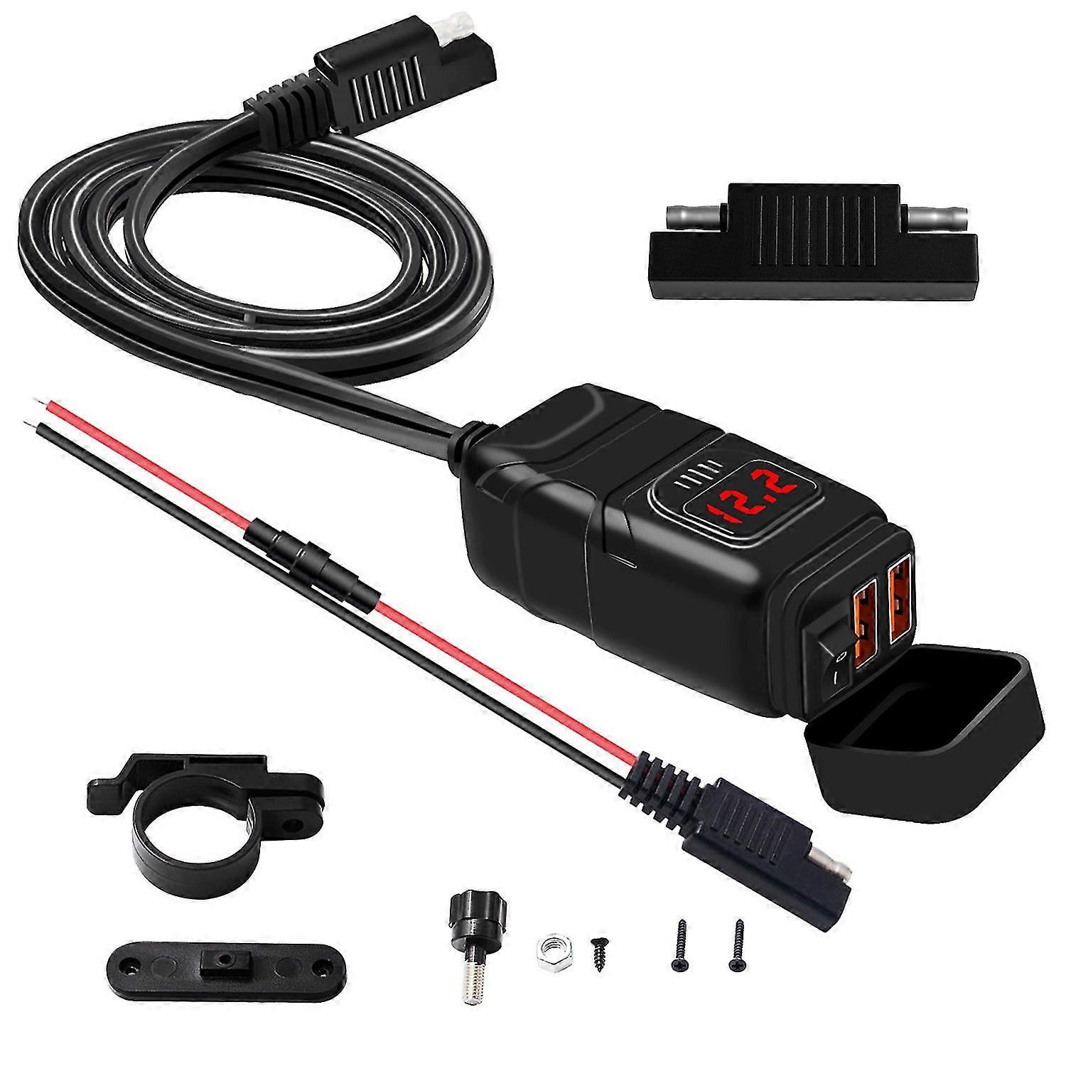 Dual Usb 12v waterdichte motorfiets stuurlader snellader 3.0 met voltmeter usb motorcycl