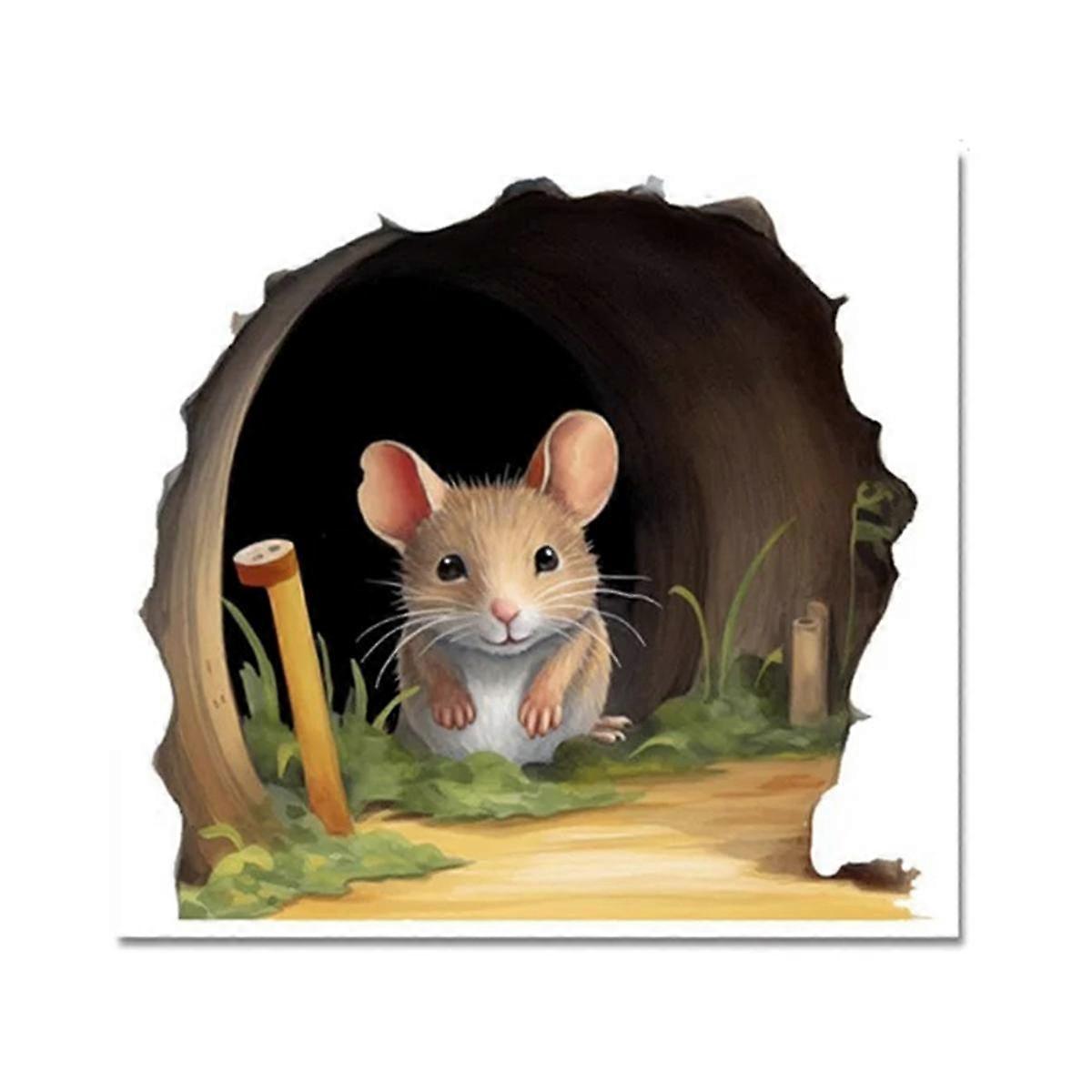 12PCS Cute Mouse Hole Wall Sticker Living Room Wall Edge Home Decoration Mural for Kids Bedroom Wal