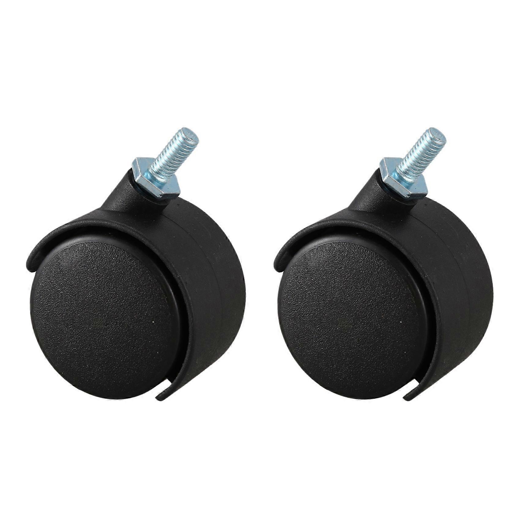 2X 6mm Threaded Stem 40mm Dual Wheel Rotatable Caster Black